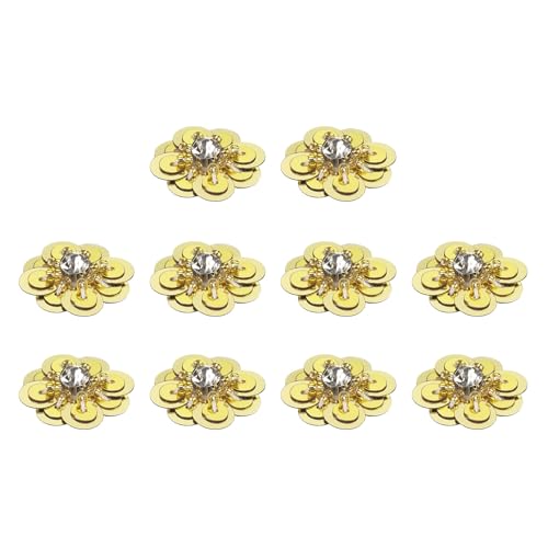 QUARKZMAN 10 Stück Pailletten Perlen Blumen Patches, 25mm Handgemachte Paillette Kristall Applikation Nähen Perlen Blumen Applikation für Kleid Taschen Stirnband Dekor, Gold QUARKZMAN 10 Stück Pailletten Perlen Blumen Patches, 25mm Handgemachte Paillette Kristall Applikation Nähen Perlen Blumen Applikation für Kleid Taschen Stirnband Dekor, Gold von QUARKZMAN