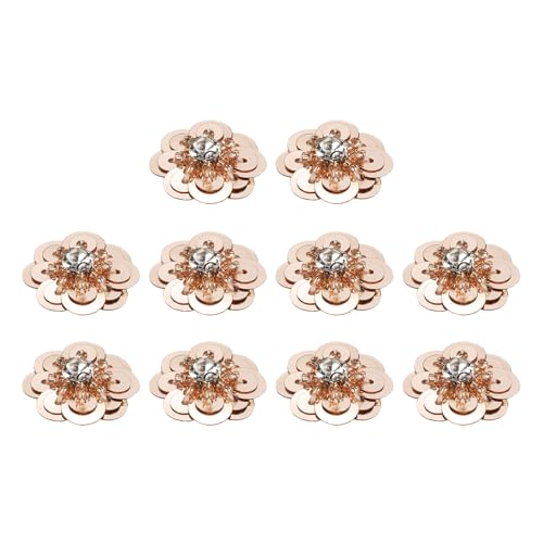 QUARKZMAN 10 Stück Pailletten Perlen Blumen Patches, 25mm Handgemachte Paillette Kristall Applikation Nähen Perlen Blumen Applikation für Kleid Taschen Stirnband Dekor, Hellrosa von QUARKZMAN