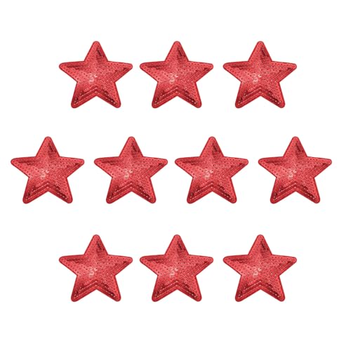 QUARKZMAN 10 Stück Patches zum Aufbügeln, Bunte Stern Aufnäher zum Aufbügeln, Flicken zum Aufbügeln für Hut Jeans Kleidung Rucksäcke DIY-Zubehör (Rot) von QUARKZMAN