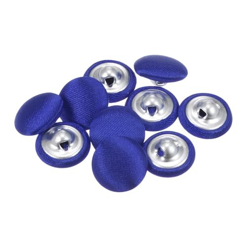 QUARKZMAN 10 Stück Saphirblau Knöpfe mit Stoffüberzug 12,5mm Satinstoff Bezogen Nähknöpfe Runde Bastelknöpfe Metallschaft Ösenknöpfe Vintage für Mantel Kleidung Jacke Blazer Anzüge DIY von QUARKZMAN