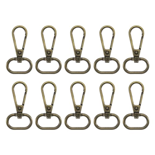 QUARKZMAN 10 Stück Schwenk-Karabinerhaken, 0,8 Zoll ovale Ring-Karabinerhaken aus Metall mit Druckverschluss für die Herstellung von Geldbörsen, Schlüsselanhängern, Gürtelriemen, Messing von QUARKZMAN