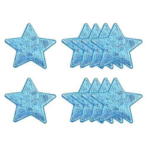 QUARKZMAN 10 Stück Sterne Patches zum Aufbügeln, 12cm Pailetten Flicken zum Aufbügeln, Bestickte Aufnäher zum Aufbügeln für Hut Jeans Kleidung Rucksäcke DIY-Zubehör, Hellblau QUARKZMAN 10 Stück Sterne Patches zum Aufbügeln, 12cm Pailetten Flicken zum Aufbügeln, Bestickte Aufnäher zum Aufbügeln für Hut Jeans Kleidung Rucksäcke DIY-Zubehör, Hellblau von QUARKZMAN