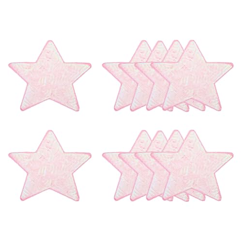 QUARKZMAN 10 Stück Sterne Patches zum Aufbügeln, 12cm Pailetten Flicken zum Aufbügeln, Bestickte Aufnäher zum Aufbügeln für Hut Jeans Kleidung Rucksäcke DIY-Zubehör, Rosa von QUARKZMAN