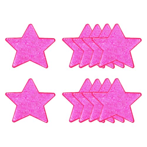 QUARKZMAN 10 Stück Sterne Patches zum Aufbügeln, 12cm Pailetten Flicken zum Aufbügeln, Bestickte Aufnäher zum Aufbügeln für Hut Jeans Kleidung Rucksäcke DIY-Zubehör, Rosarot QUARKZMAN 10 Stück Sterne Patches zum Aufbügeln, 12cm Pailetten Flicken zum Aufbügeln, Bestickte Aufnäher zum Aufbügeln für Hut Jeans Kleidung Rucksäcke DIY-Zubehör, Rosarot von QUARKZMAN