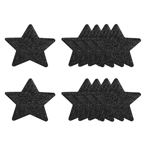 QUARKZMAN 10 Stück Sterne Patches zum Aufbügeln, 12cm Pailetten Flicken zum Aufbügeln, Bestickte Aufnäher zum Aufbügeln für Hut Jeans Kleidung Rucksäcke DIY-Zubehör, Schwarz QUARKZMAN 10 Stück Sterne Patches zum Aufbügeln, 12cm Pailetten Flicken zum Aufbügeln, Bestickte Aufnäher zum Aufbügeln für Hut Jeans Kleidung Rucksäcke DIY-Zubehör, Schwarz von QUARKZMAN