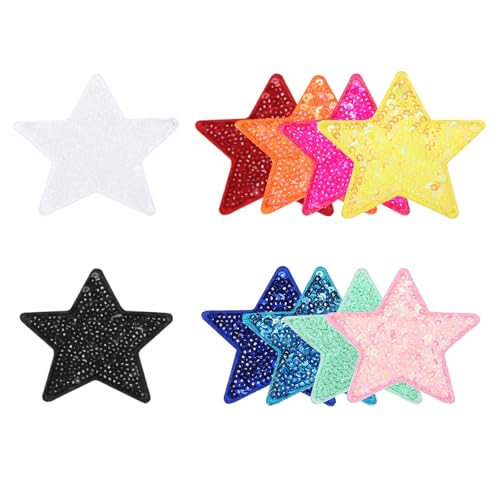 QUARKZMAN 10 Stück Sterne Patches zum Aufbügeln, 6cm Pailetten Flicken zum Aufbügeln, Bestickte Aufnäher zum Aufbügeln für Hut Jeans Kleidung Rucksäcke DIY-Zubehör, Farben mischen QUARKZMAN 10 Stück Sterne Patches zum Aufbügeln, 6cm Pailetten Flicken zum Aufbügeln, Bestickte Aufnäher zum Aufbügeln für Hut Jeans Kleidung Rucksäcke DIY-Zubehör, Farben mischen von QUARKZMAN