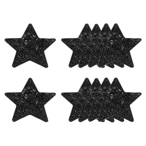 QUARKZMAN 10 Stück Sterne Patches zum Aufbügeln, 6cm Pailetten Flicken zum Aufbügeln, Bestickte Aufnäher zum Aufbügeln für Hut Jeans Kleidung Rucksäcke DIY-Zubehör, Schwarz QUARKZMAN 10 Stück Sterne Patches zum Aufbügeln, 6cm Pailetten Flicken zum Aufbügeln, Bestickte Aufnäher zum Aufbügeln für Hut Jeans Kleidung Rucksäcke DIY-Zubehör, Schwarz von QUARKZMAN