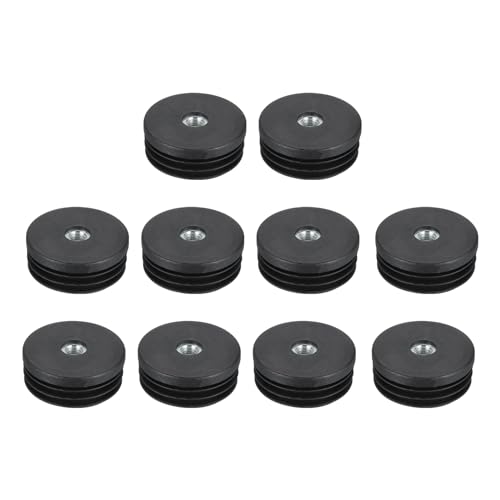 QUARKZMAN 10 Stück schwarz Einsätze für Rundrohre mit M8 Gewinde, für 50mm/1,97" Rohraußendurchmesser, Gewindebuchsen Kunststoff, für Rollen-Einsatz, Stuhlbein-Endkappen, Möbelbein-Stopfen von QUARKZMAN