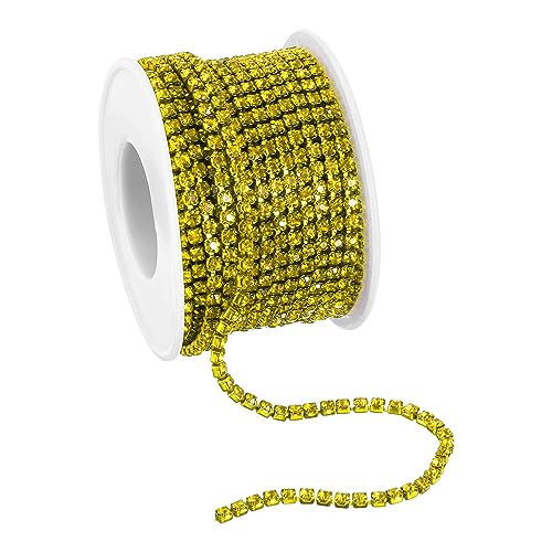 QUARKZMAN 10 Yard Kristall Strass Kette 3.0mm Aufnähen Schließen Klaue Kette Trimmen für Basteln Schmuck Kleidung Taschen Schuh Deko Zitrone Gelb 1Rolle QUARKZMAN 10 Yard Kristall Strass Kette 3.0mm Aufnähen Schließen Klaue Kette Trimmen für Basteln Schmuck Kleidung Taschen Schuh Deko Zitrone Gelb 1Rolle von QUARKZMAN