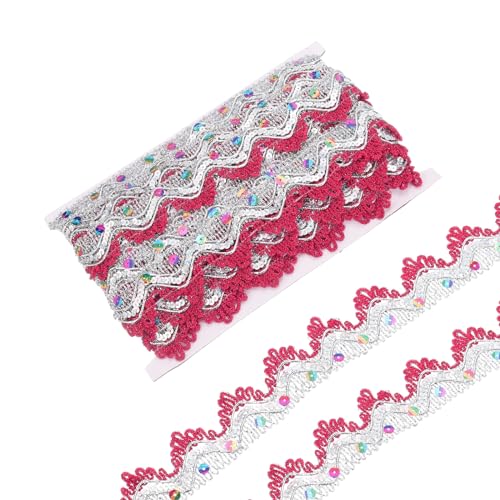 QUARKZMAN 10 Yard Pailletten Perlen Spitze Beschnitt 1.5" Zackenlitze Beschnitt Streifen für Handwerk Verzierungen Kostüm Rose Rot Silber QUARKZMAN 10 Yard Pailletten Perlen Spitze Beschnitt 1.5" Zackenlitze Beschnitt Streifen für Handwerk Verzierungen Kostüm Rose Rot Silber von QUARKZMAN