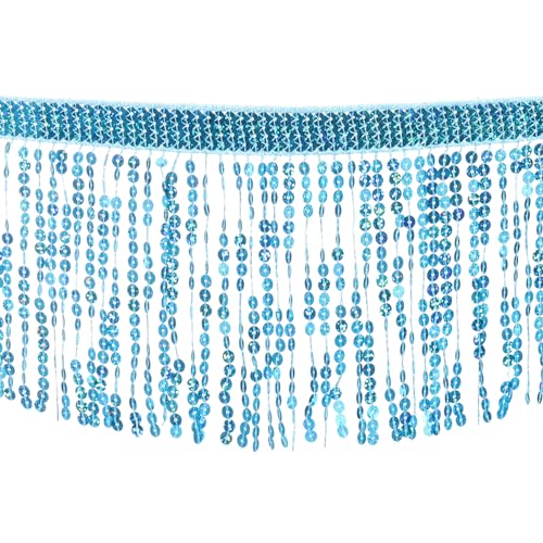 QUARKZMAN 10 Yards Pailletten Fransen Bordüre 6.3" Breit Quaste Fransen Nähen Bordüre Band Polyester für Heimwerker Basteln Nähen Vorhang Kissen Kleid Kleidung Verzierung See Blau QUARKZMAN 10 Yards Pailletten Fransen Bordüre 6.3" Breit Quaste Fransen Nähen Bordüre Band Polyester für Heimwerker Basteln Nähen Vorhang Kissen Kleid Kleidung Verzierung See Blau von QUARKZMAN