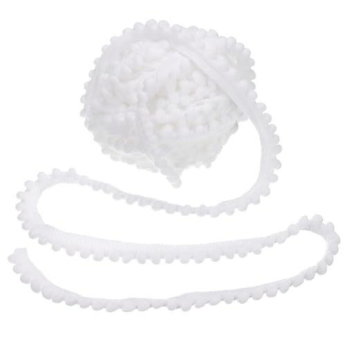 QUARKZMAN 10 Yards Pom Pom Trim Ribbon, 0.5" Wide White Pom Pom Ball Fringe Trim Sewing Fringe Fabric Trim Ribbon for DIY Crafts Curtain Clothes Pillow Home Decoration von QUARKZMAN