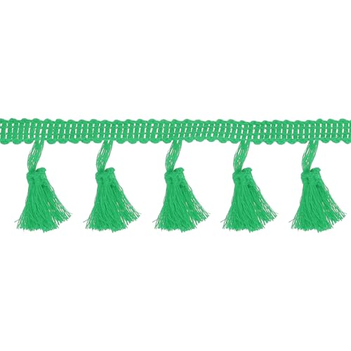 QUARKZMAN 10 Yards Quaste Fransenbesatz, 1,8 Zoll Quasten Fransen Spitzenbesatz Band Nähen Fransenbesatz für Nähen Handwerk Wohnkultur Kleidung Bettwäsche Vorhänge, Grün von QUARKZMAN