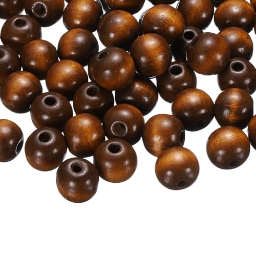 QUARKZMAN 100 Stk Große Loch Holzperlen 18 x 20mm Unbehandelte Natürliche Runde Holz Abstandshalter Perlen Haar Flechtfass Perlen Für DIY Basteln Haar Makramee Schmuckherstellung Braun von QUARKZMAN