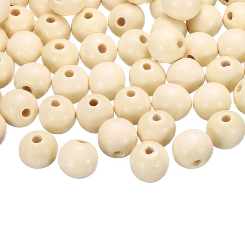QUARKZMAN 100 Stk Große Loch Holzperlen 18 x 20mm Unbehandelte Natürliche Runde Holz Abstandshalter Perlen Haar Flechtfass Perlen Für DIY Basteln Haar Makramee Schmuckherstellung Weiß von QUARKZMAN
