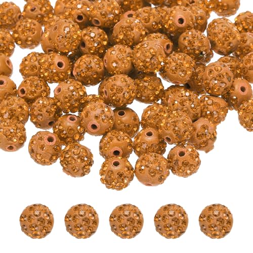 QUARKZMAN 100 Stück 10mm Strassperlen für die Schmuckherstellung, Bling Disco Perle Glitzer Diamant Tonperle für Halskette Armband Weihnachten, Gelb QUARKZMAN 100 Stück 10mm Strassperlen für die Schmuckherstellung, Bling Disco Perle Glitzer Diamant Tonperle für Halskette Armband Weihnachten, Gelb von QUARKZMAN