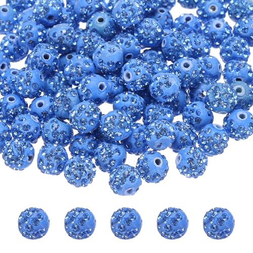QUARKZMAN 100 Stück 10mm Strassperlen für die Schmuckherstellung, Bling Disco Perlen Glitzer Diamant Tonperlen für Halskette Armband Weihnachten, Hellblau QUARKZMAN 100 Stück 10mm Strassperlen für die Schmuckherstellung, Bling Disco Perlen Glitzer Diamant Tonperlen für Halskette Armband Weihnachten, Hellblau von QUARKZMAN