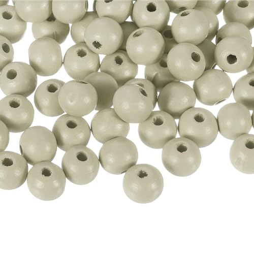 QUARKZMAN 100 Stück 12mm farbige Holzperlen, große runde bunte Holzspacer Perlen für DIY Basteln, Schmuckherstellung Armbänder (Khaki) von QUARKZMAN