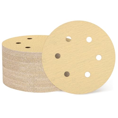 QUARKZMAN 100 Stück 150mm 6 Zoll Schleifscheibe 6 Loch 120 Körnung Klett-Schleifpapier Exzenterschleifer Pads für Holzbearbeitung Automobil Metall, Gold QUARKZMAN 100 Stück 150mm 6 Zoll Schleifscheibe 6 Loch 120 Körnung Klett-Schleifpapier Exzenterschleifer Pads für Holzbearbeitung Automobil Metall, Gold von QUARKZMAN