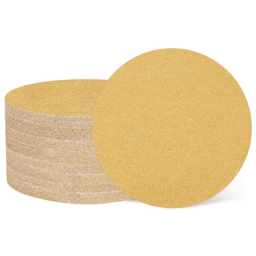 QUARKZMAN 100 Stück 150mm 6 Zoll Schleifscheibe 60 Körnung Klett-Schleifpapier Zufällige Orbital-Schleifpads für Holzbearbeitung Automobil Metall, Gold von QUARKZMAN