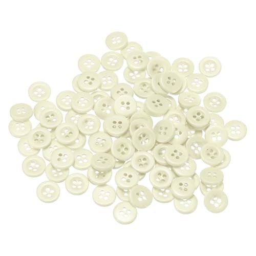 QUARKZMAN 100 Stück 16L Nähknöpfe 3/8" (10mm) Harz Rund Flach 4-Loch Handwerk Ersatzknöpfe für Mäntel Nähen Kleidung und DIY, Beige von QUARKZMAN