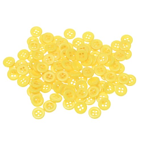 QUARKZMAN 100 Stück Knöpfe 11,5mm Bastelknöpfe Gelb Nähknöpfe Harz Rund Flach 4-Loch Kunststoffknöpfe für Nähen DIY Handwerk Scrapbooking Dekorieren Kleidung Mänteln Blusen Hemden von QUARKZMAN