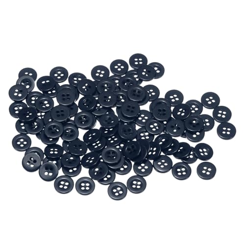 QUARKZMAN 100 Stück Knöpfe 11,5mm Bastelknöpfe Marineblau Nähknöpfe Harz Rund Flach 4-Loch Kunststoffknöpfe für Nähen DIY Handwerk Scrapbooking Dekorieren Kleidung Mänteln Blusen Hemden von QUARKZMAN