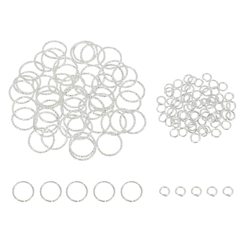 QUARKZMAN 100 Stück 4mm Offene Jump Rings Und 18mm Geprägte Jump Ring Kit, Geschlossene O Rings Verbinder Für Armband Halskette Anhänger Schmuck Schlüsselanhänger DIY Basteln, Silber QUARKZMAN 100 Stück 4mm Offene Jump Rings Und 18mm Geprägte Jump Ring Kit, Geschlossene O Rings Verbinder Für Armband Halskette Anhänger Schmuck Schlüsselanhänger DIY Basteln, Silber von QUARKZMAN