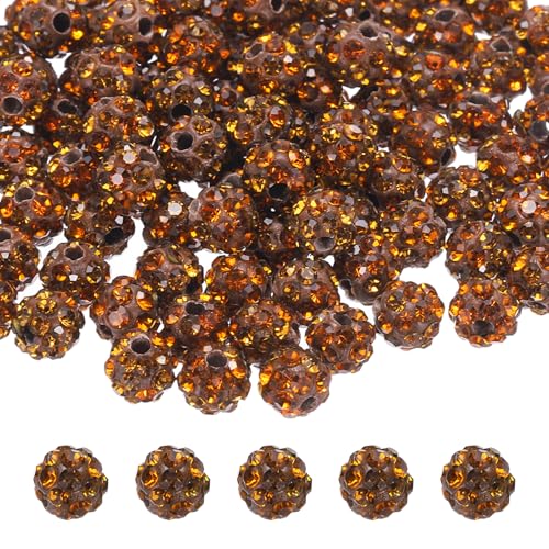 QUARKZMAN 100 Stück 6mm Strassperlen für Schmuckherstellung, Bling Disco Perle Glitzer Diamant Tonperle für Halskette Armband Weihnachten, Braun von QUARKZMAN