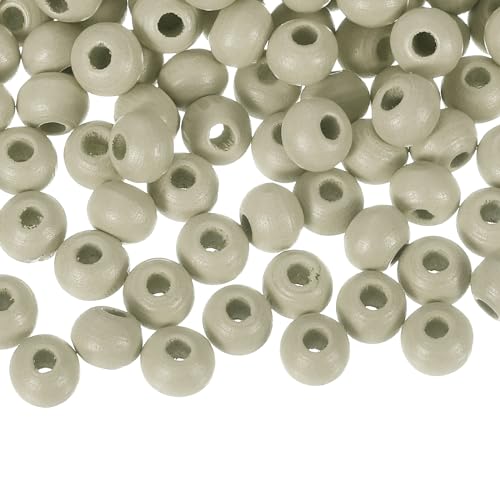 QUARKZMAN 100 Stück 6mm bunte Holzperlen, große runde farbenfrohe Holzspacer Perlen für DIY Basteln, Schmuckherstellung Armbänder (Khaki) von QUARKZMAN