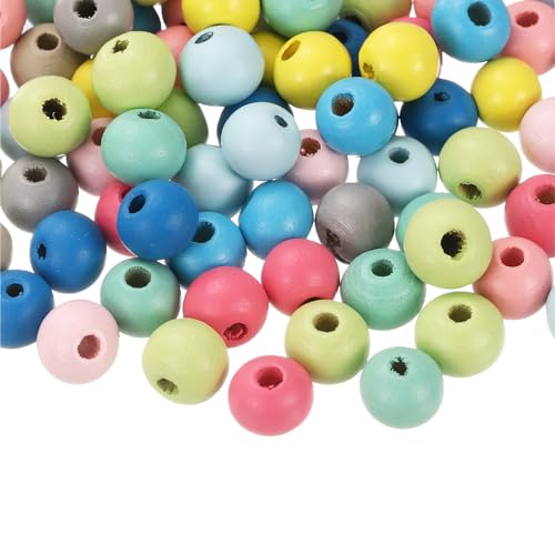 QUARKZMAN 100 Stück 6mm bunte Holzperlen, große runde farbenfrohe Holzspacer Perlen für DIY Basteln, Schmuckherstellung von Armbändern (mehrere Farben) von QUARKZMAN