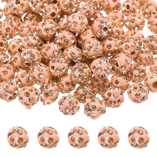 QUARKZMAN 100 Stück 8mm Strassperlen für die Schmuckherstellung, Bling Disco Perle Glitzer Diamant Tonperle für Halskette Armband Weihnachten, Champagner von QUARKZMAN