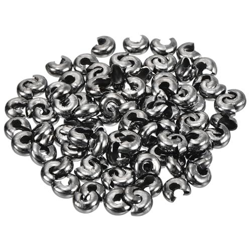 QUARKZMAN 100 Stück Quetschperlen Abstandsperlen 3mm Halbrunde Offene Quetschperlen Verschluss Messing Kleine Lose Perlen Endstück für Armband Schmuckherstellung DIY, Metallic Schwarz QUARKZMAN 100 Stück Quetschperlen Abstandsperlen 3mm Halbrunde Offene Quetschperlen Verschluss Messing Kleine Lose Perlen Endstück für Armband Schmuckherstellung DIY, Metallic Schwarz von QUARKZMAN