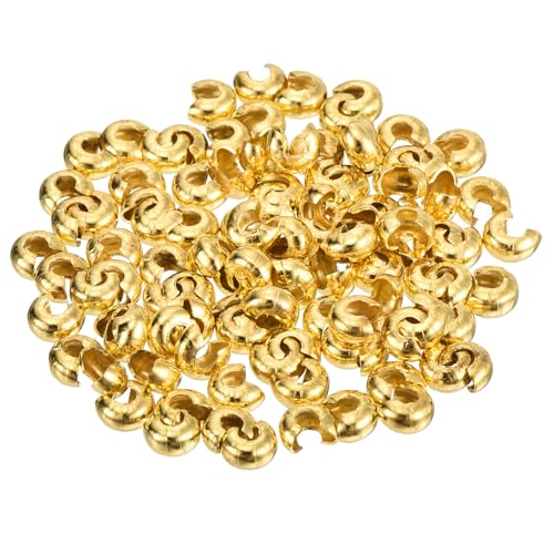 QUARKZMAN 100 Stück Quetschperlen Abstandsperlen 4mm Halbrunde Offene Quetschperlen Verschluss Messing Kleine Lose Perlen Endstück für Armband Schmuckherstellung Handwerk DIY, Gold QUARKZMAN 100 Stück Quetschperlen Abstandsperlen 4mm Halbrunde Offene Quetschperlen Verschluss Messing Kleine Lose Perlen Endstück für Armband Schmuckherstellung Handwerk DIY, Gold von QUARKZMAN