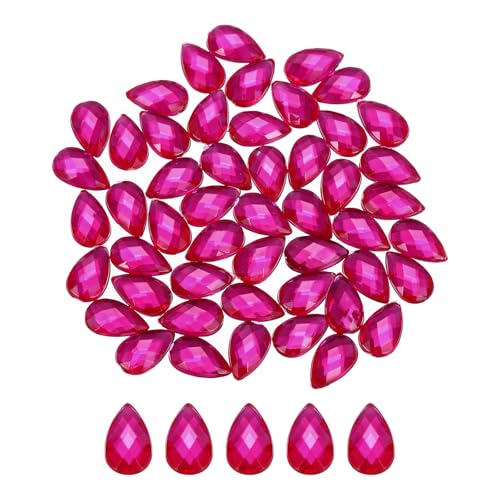 QUARKZMAN 100 Stück Flache Rückseite Acryl Tränen Tropfen Edelsteine 6x10mm Künstliche Strasssteine für DIY Basteln Perlen Hochzeit Party Gesichtsbemalung Schmuckherstellung Pink von QUARKZMAN