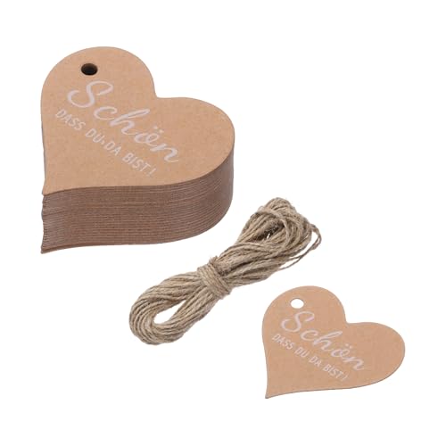 QUARKZMAN 100 Stück Geschenkanhänger Kraftpapier Etiketten Geschenk Anhänger Tags, Herz SCHÖN DASS DU DA BIST Kärtchen mit 20 Meter Jute Schnur für Geschenkverpackung Weihnachten, Weiß QUARKZMAN 100 Stück Geschenkanhänger Kraftpapier Etiketten Geschenk Anhänger Tags, Herz SCHÖN DASS DU DA BIST Kärtchen mit 20 Meter Jute Schnur für Geschenkverpackung Weihnachten, Weiß von QUARKZMAN