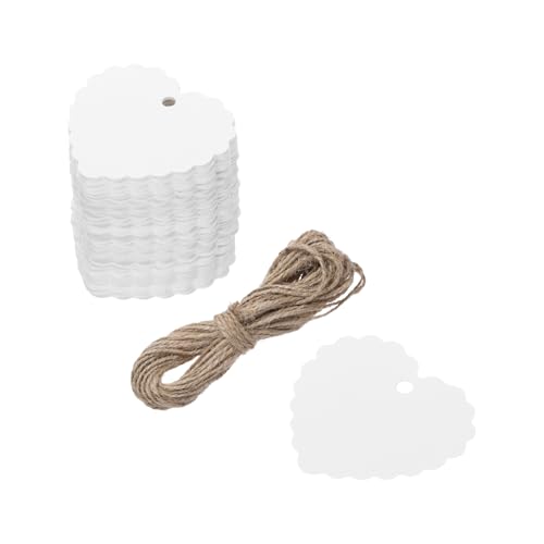 QUARKZMAN 100 Stück Geschenkanhänger Weiß Etiketten Geschenk Anhänger Tags, Wellenförmig Herz Kärtchen mit 10 Meter Jute Schnur für Geschenkverpackung Weihnachten QUARKZMAN 100 Stück Geschenkanhänger Weiß Etiketten Geschenk Anhänger Tags, Wellenförmig Herz Kärtchen mit 10 Meter Jute Schnur für Geschenkverpackung Weihnachten von QUARKZMAN