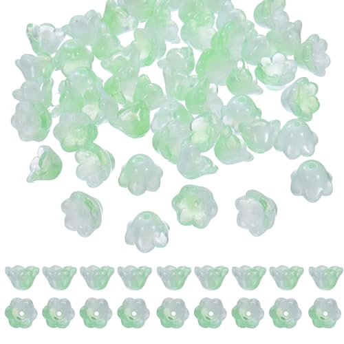 QUARKZMAN 100 Stück Glasblumenperlen für die Schmuckherstellung, lose Perlencharme, Apfelgrün QUARKZMAN 100 Stück Glasblumenperlen für die Schmuckherstellung, lose Perlencharme, Apfelgrün von QUARKZMAN