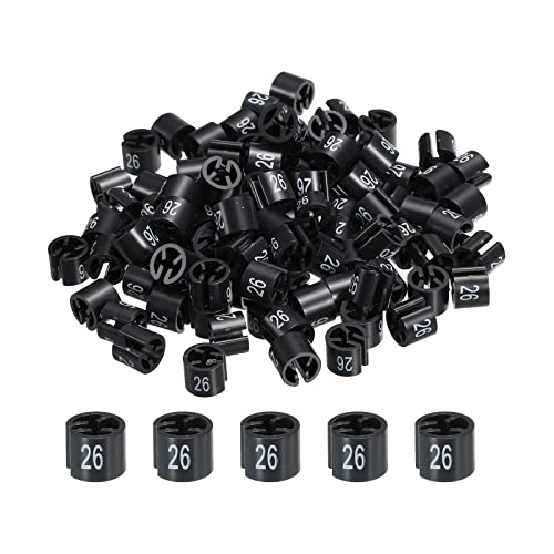 QUARKZMAN 100 Stück Größenreiter (26), 13 * 9mm Schwarz Hintergrund mit Weiß Schrift, Kleiderbügel-Marker, Größen Etiketten, für Drahtbügel, Kleiderbügel von QUARKZMAN