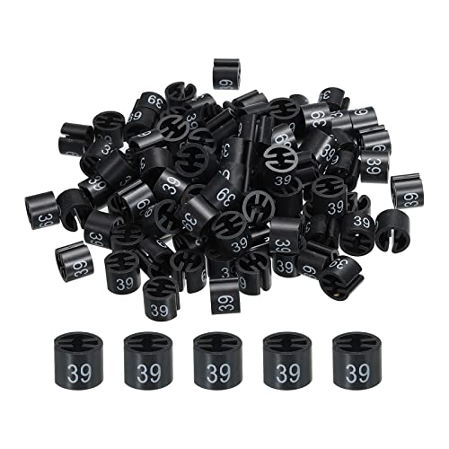 QUARKZMAN 100 Stück Größenreiter (39), 13 * 9mm Schwarz Hintergrund mit Weiß Schrift, Kleiderbügel-Marker, Größen Etiketten, für Drahtbügel, Kleiderbügel von QUARKZMAN