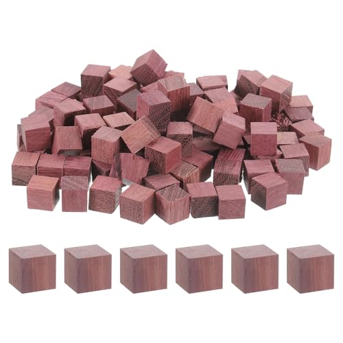 QUARKZMAN 100 Stück Holzblöcke, 0,39 Zoll Unvollendete Holzblöcke für Handwerk Kleine Leere Holzblöcke Holzquadratblöcke für Kunsthandwerk und DIY-Dekor, Lila Holz von QUARKZMAN