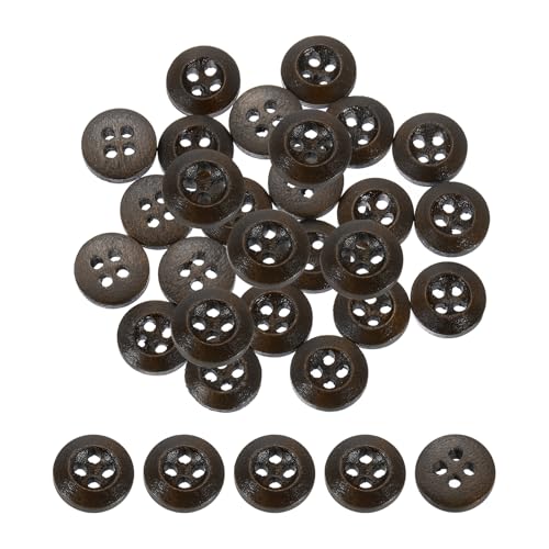 QUARKZMAN 100 Stück Holzknöpfe, 10mm (13/32") 4 Loch Hölzerne runde Knöpfe Nähen Knopf Handwerk für Nähen DIY Handwerk Kleidung, Dunkelbraun von QUARKZMAN