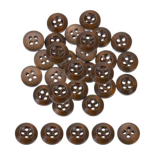 QUARKZMAN 100 Stück Holzknöpfe, 10mm (13/32") 4 Loch Hölzerne runde Knöpfe Nähen Knopf Handwerk für Nähen DIY Handwerk Kleidung, Kaffee von QUARKZMAN