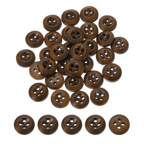 QUARKZMAN 100 Stück Holzknöpfe, 11,5 mm (15/32") 4 Loch Runde Holz Nähen Knopf Handwerk für Nähen DIY Handwerk Kleidung, Kaffee von QUARKZMAN