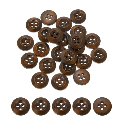 QUARKZMAN 100 Stück Holzknöpfe, 12,5 mm (1/2") 4 Loch Runde Holzknöpfe Nähen Knopf Handwerk für Nähen DIY Handwerk Kleidung, Kaffee von QUARKZMAN