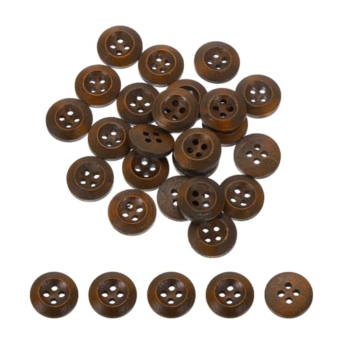 QUARKZMAN 100 Stück Holzknöpfe, 15mm (8/15") 4 Loch Hölzerne runde Knöpfe Nähen Knopf Handwerk für Nähen DIY Handwerk Kleidung, Kaffee von QUARKZMAN