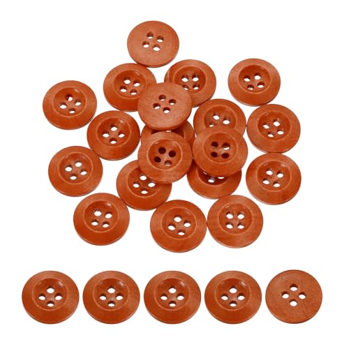 QUARKZMAN 100 Stück Holzknöpfe, 18mm (3/4") 4 Loch Hölzerne runde Knöpfe Nähen Knopf Handwerk für Nähen DIY Handwerk Kleidung, Braun von QUARKZMAN