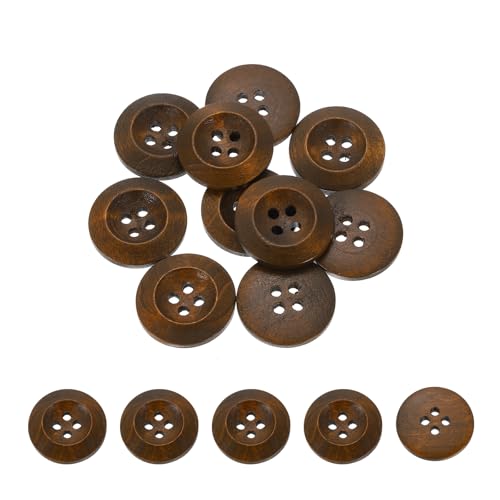 QUARKZMAN 100 Stück Holzknöpfe, 20mm (13/16") 4 Loch Runde Holz Nähen Knopf Handwerk für Nähen DIY Handwerk Kleidung, Kaffee von QUARKZMAN