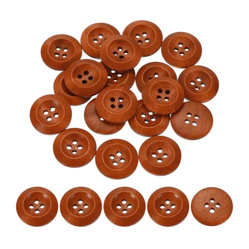 QUARKZMAN 100 Stück Holzknöpfe, 23mm (7/8") 4 Loch Runde Holz Nähen Knopf Handwerk für Nähen DIY Handwerk Kleidung, Braun von QUARKZMAN