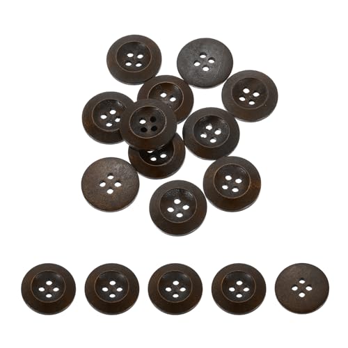 QUARKZMAN 100 Stück Holzknöpfe, 23mm (7/8") 4 Loch Runde Holz Nähen Knopf Handwerk für Nähen DIY Handwerk Kleidung, Dunkelbraun von QUARKZMAN